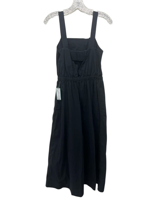 COS Size 10 Black Cotton Blend Elastic Waist Square Neck Thick Strap Jumpsuit Black / 10