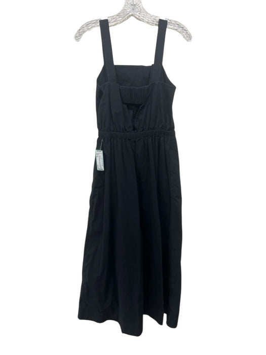 COS Size 10 Black Cotton Blend Elastic Waist Square Neck Thick Strap Jumpsuit Black / 10