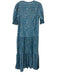 Hill House Size M Blue & White Cotton Half Balloon Sleeve Floral Button Up Dress Blue & White / M