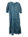 Hill House Size M Blue & White Cotton Half Balloon Sleeve Floral Button Up Dress Blue & White / M