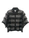 Pearl by Lela Rose Size M Black 3/4 Sleeve Fringe Detail Unlined Button up Top Black / M