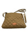 MZ Wallace Tan Brown Nylon Quilted Leather Trim Zip Top Crossbody Bag Tan Brown