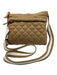 MZ Wallace Tan Brown Nylon Quilted Leather Trim Zip Top Crossbody Bag Tan Brown
