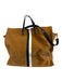 Clare V Tan, Black & White Leather Suede Stripe Detail Magnetic Close Tote Bag Tan, Black & White