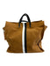 Clare V Tan, Black & White Leather Suede Stripe Detail Magnetic Close Tote Bag Tan, Black & White