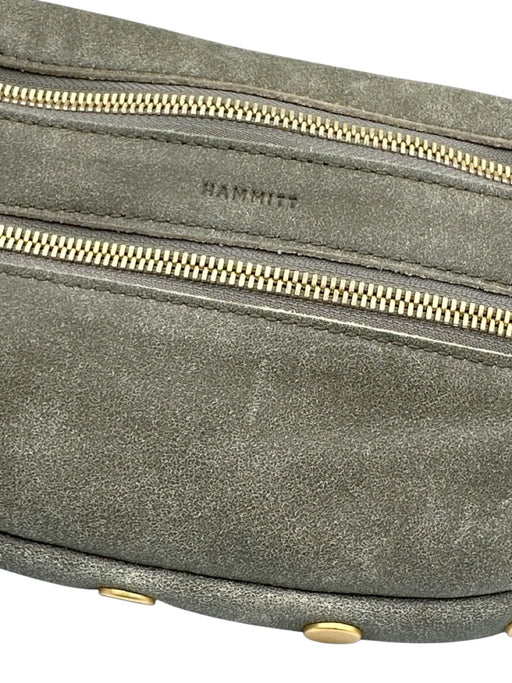 Hammitt Concrete Gray Nubuck Leather Zip Close Gold Tone Hardware Fanny Pack Bag Concrete Gray