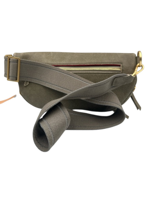 Hammitt Concrete Gray Nubuck Leather Zip Close Gold Tone Hardware Fanny Pack Bag Concrete Gray