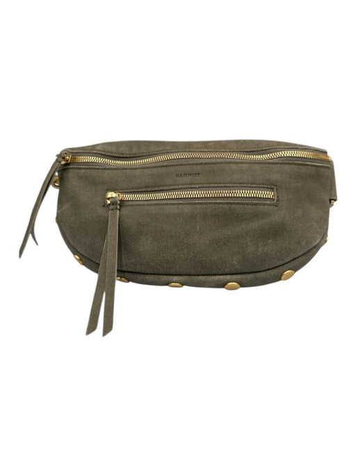 Hammitt Concrete Gray Nubuck Leather Zip Close Gold Tone Hardware Fanny Pack Bag Concrete Gray