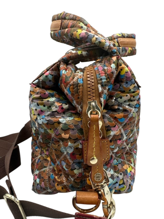 MZ Wallace Brown & Multi Nylon Quilted Sequin Zip Top Shoulder & Hand Bag Bag Brown & Multi / Small