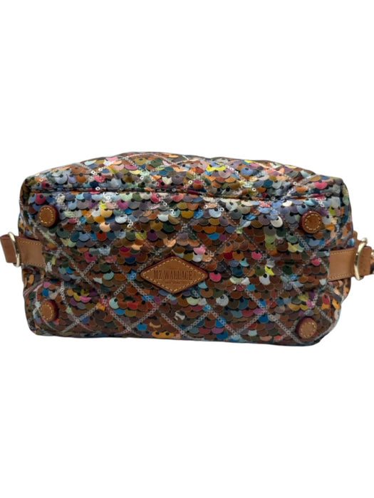 MZ Wallace Brown & Multi Nylon Quilted Sequin Zip Top Shoulder & Hand Bag Bag Brown & Multi / Small