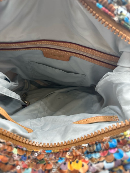 MZ Wallace Brown & Multi Nylon Quilted Sequin Zip Top Shoulder & Hand Bag Bag Brown & Multi / Small