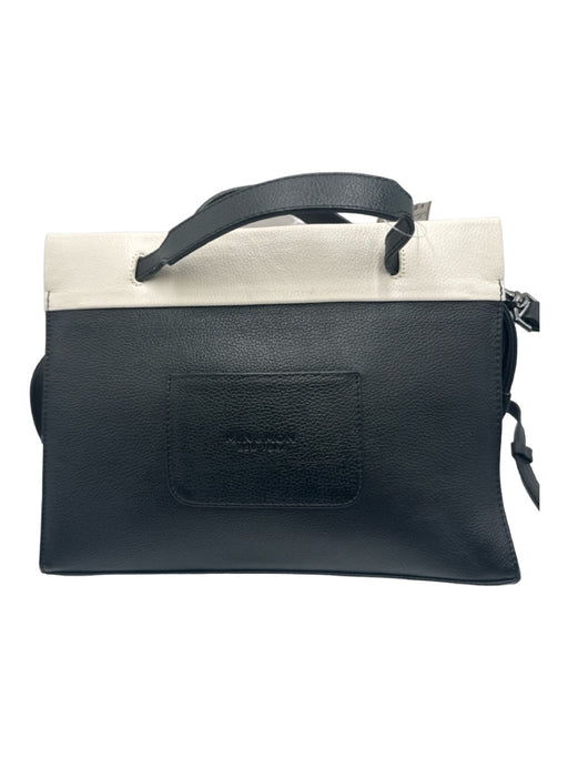 Min & Mon Black White Orange Beige Leather Handbag Crossbody Strap Bag Black White Orange Beige / S