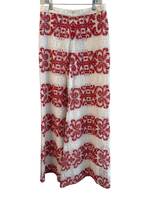 aLEXIE Size M Red & White Polyester & Cotton High Rise Back Zip Wide Leg Pants Red & White / M