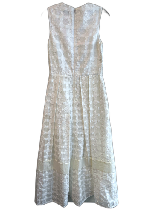 aLEXIE Size M White Nylon & Cotton Sleeveless Back Zip Round Neck Dress White / M