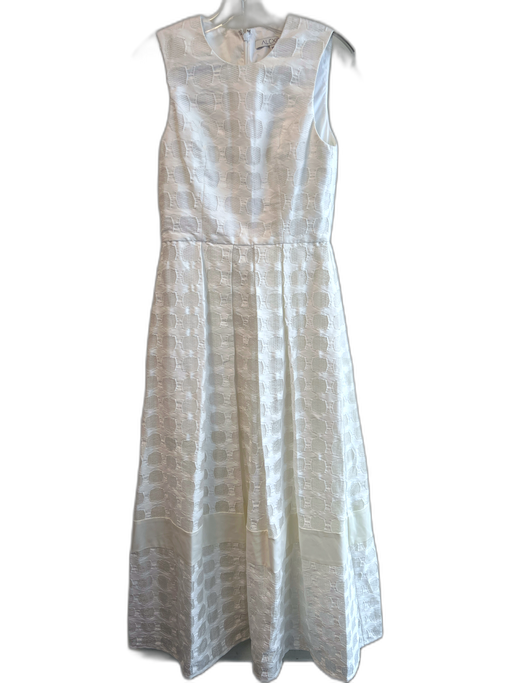 aLEXIE Size M White Nylon & Cotton Sleeveless Back Zip Round Neck Dress White / M