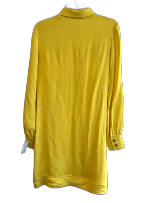 Red Valentino Size 42 Yellow Silk Long Sleeve solid color Chest Pocket Dress Yellow / 42