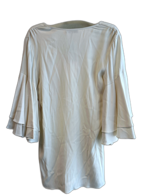 aLEXIE Size M White Viscose Solid V Neck Wide Sleeves Lined Dress White / M