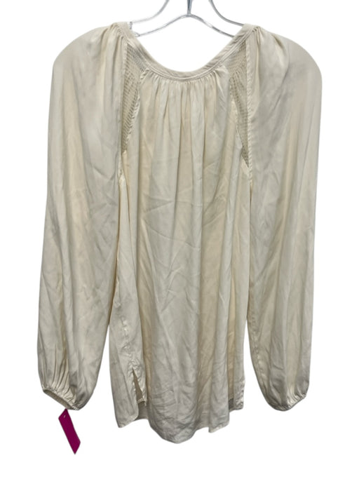 Ramy Brook Size S White Silk Long Sleeve Mesh Knit Split Neck Top White / S