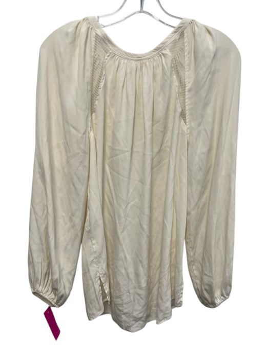 Ramy Brook Size S White Silk Long Sleeve Mesh Knit Split Neck Top White / S