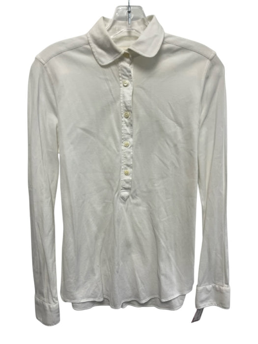 Ann Mashburn Size S White Cotton Long Sleeve 1/2 Button Top White / S