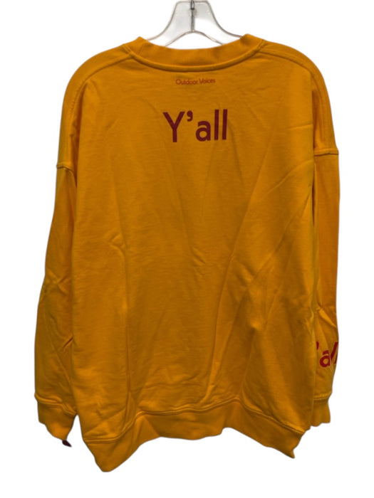Outdoor Voices Size S Yellow Cotton Long Sleeve Logo Crew Neck Sweater Yellow / S