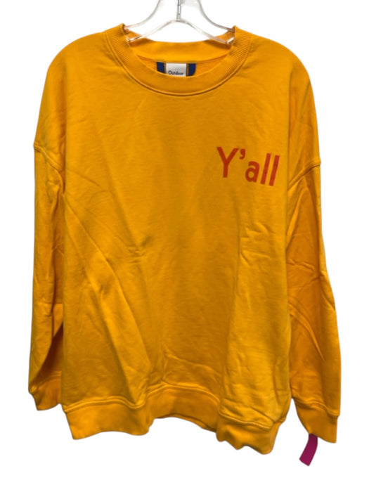 Outdoor Voices Size S Yellow Cotton Long Sleeve Logo Crew Neck Sweater Yellow / S