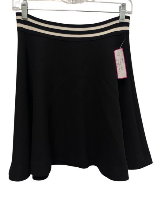 Sandro Size 2 Black Polyester Blend Knit Back Zip Short Sleeve Quilted Skirt Set Black / 2