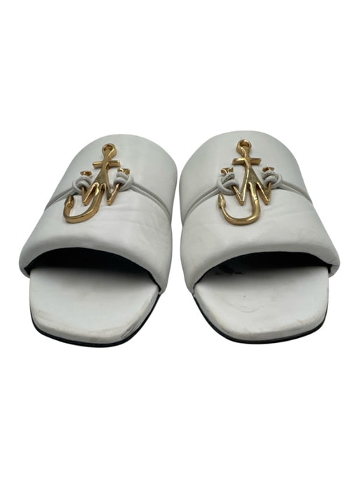JW Anderson Shoe Size 39.5 White & Multi Leather open toe Logo Slides Sandals White & Multi / 39.5