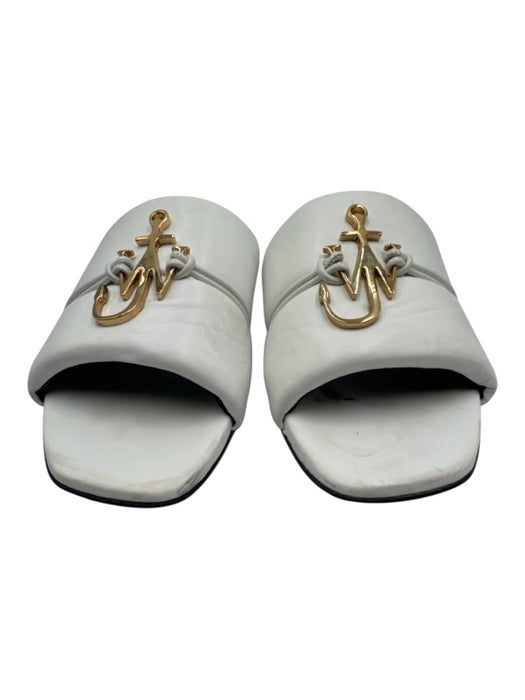 JW Anderson Shoe Size 39.5 White & Multi Leather open toe Logo Slides Sandals White & Multi / 39.5