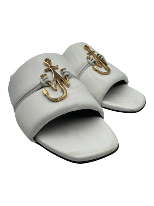JW Anderson Shoe Size 39.5 White & Multi Leather open toe Logo Slides Sandals White & Multi / 39.5