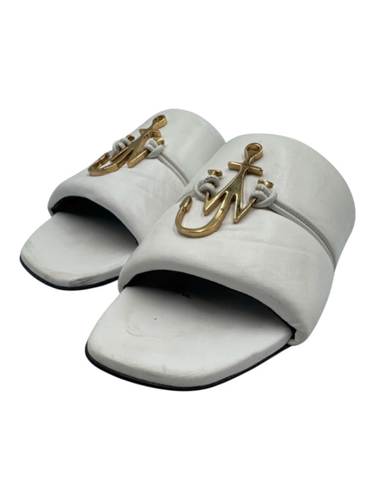JW Anderson Shoe Size 39.5 White & Multi Leather open toe Logo Slides Sandals White & Multi / 39.5