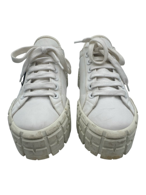 Prada Shoe Size 40 White Leather Lace Up Platform Chunky Box Inc. Sneakers White / 40