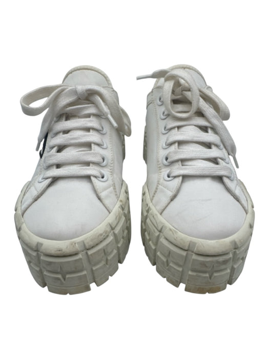 Prada Shoe Size 40 White Leather Lace Up Platform Chunky Box Inc. Sneakers White / 40