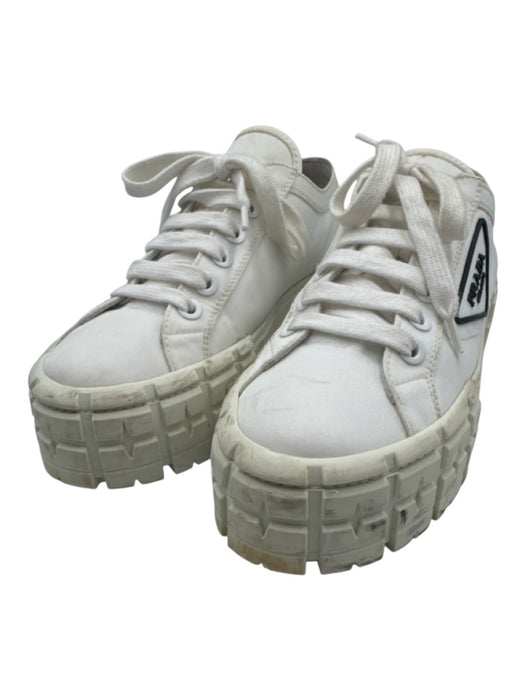 Prada Shoe Size 40 White Leather Lace Up Platform Chunky Box Inc. Sneakers White / 40