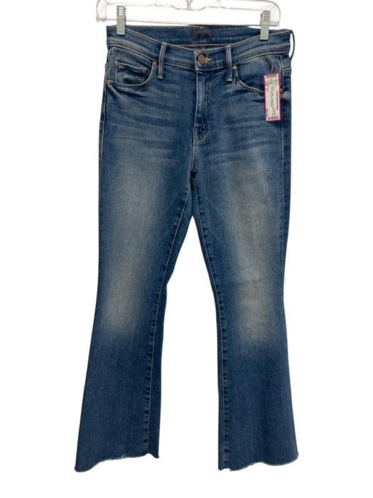 Mother Size 27 Medium Wash Cotton Blend Zip Fly Boot Cut Frayed Hem Jeans Medium Wash / 27