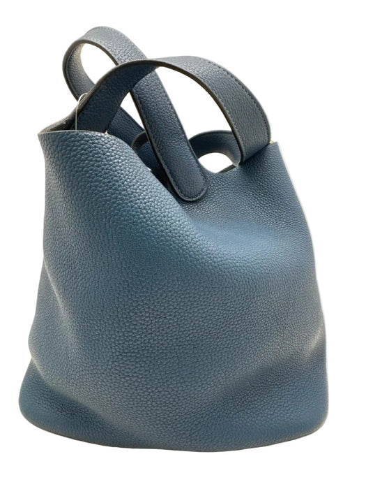 Hermes Cobalt Blue Pebble Leather Gold hardware Top Handle Tote Bag