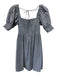 Hill House Size XS Black, Blue, Red Cotton Short Puff Sleeve Plaid Mini Dress Black, Blue, Red / XS
