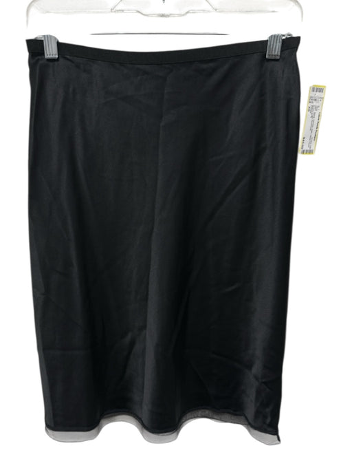 J Crew Size XS Black Viscose Satin Sheer Panel Knee Length Skirt Black / XS