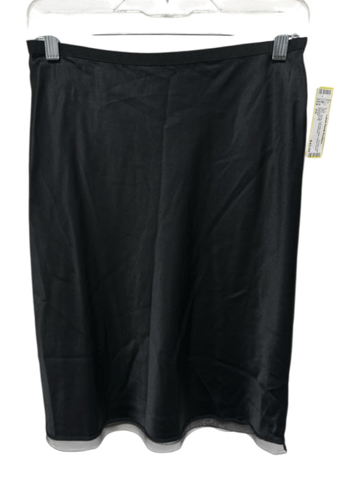 J Crew Size XS Black Viscose Satin Sheer Panel Knee Length Skirt Black / XS