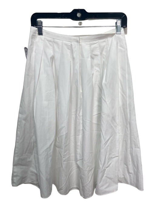 Vince Size 2 White Cotton Back Zip Pleated Midi Skirt White / 2
