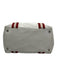 Bally White & Red Leather Zip Top Stripe Detail Side Pocket Tote Bag White & Red