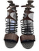 Fendi Shoe Size 41 Brown & Black Leather Upper Caged Spine Motif Sandals Brown & Black / 41
