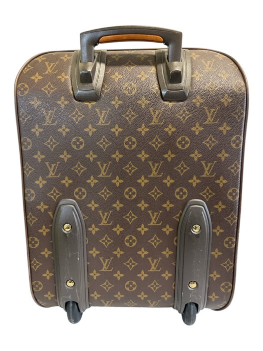 Louis Vuitton Brown Coated Canvas Monogram Zip Close Leather Trim Luggage Brown