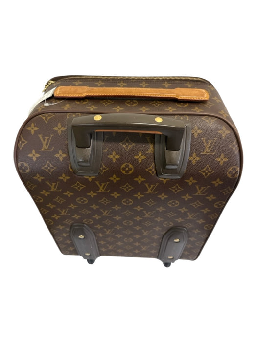 Louis Vuitton Brown Coated Canvas Monogram Zip Close Leather Trim Luggage Brown