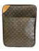 Louis Vuitton Brown Coated Canvas Monogram Zip Close Leather Trim Luggage Brown
