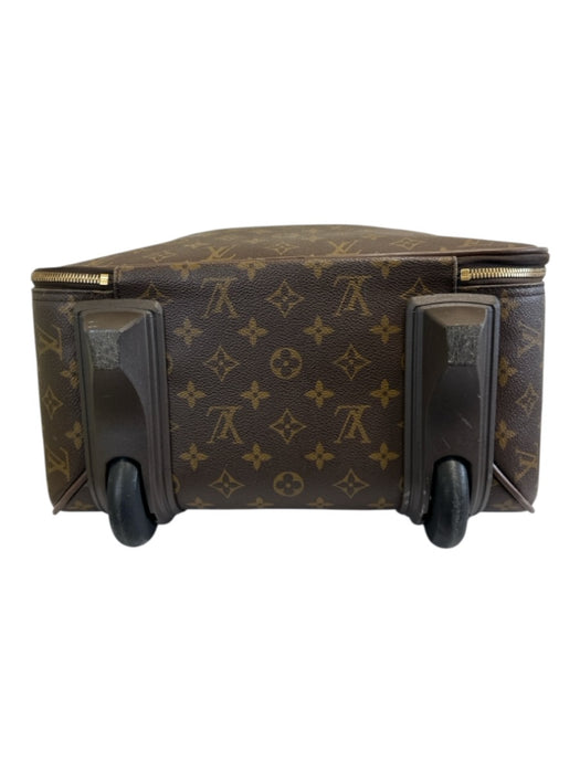 Louis Vuitton Brown Coated Canvas Monogram Zip Close Leather Trim Luggage Brown