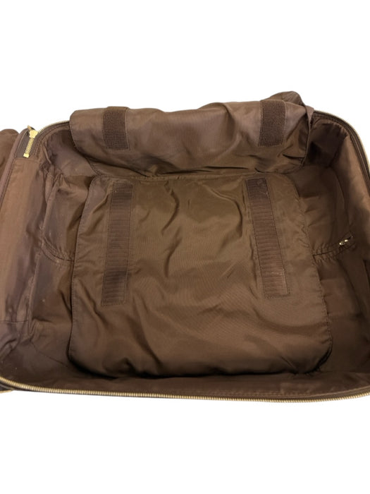 Louis Vuitton Brown Coated Canvas Monogram Zip Close Leather Trim Luggage Brown