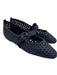 Larroude Shoe Size 11 Navy Blue Leather Woven Buckle Strap Flats Navy Blue / 11