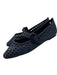 Larroude Shoe Size 11 Navy Blue Leather Woven Buckle Strap Flats Navy Blue / 11