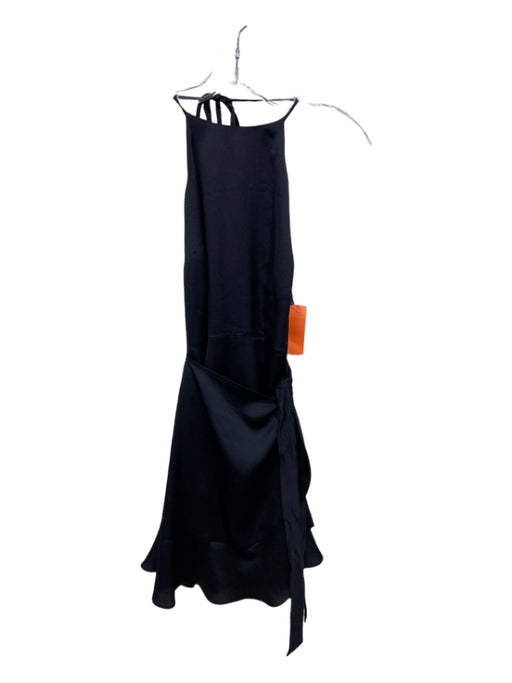 Naked Wardrobe Size M Black Polyester Sliced Halter Maxi Dress